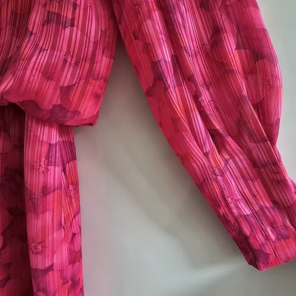 Vintage Umba for Parnes Feinstein Pink Floral Iconic 70s Dress, Size Medium - Picture 5 of 14